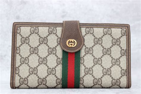 gucci long wallet brown|checkered Gucci wallet.